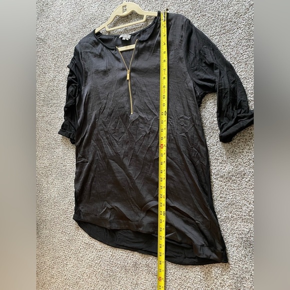 VINCE CAMUTO L Black Knit Tunic Silky Front Gold Zipper Detail R $79 - Picture 7 of 8